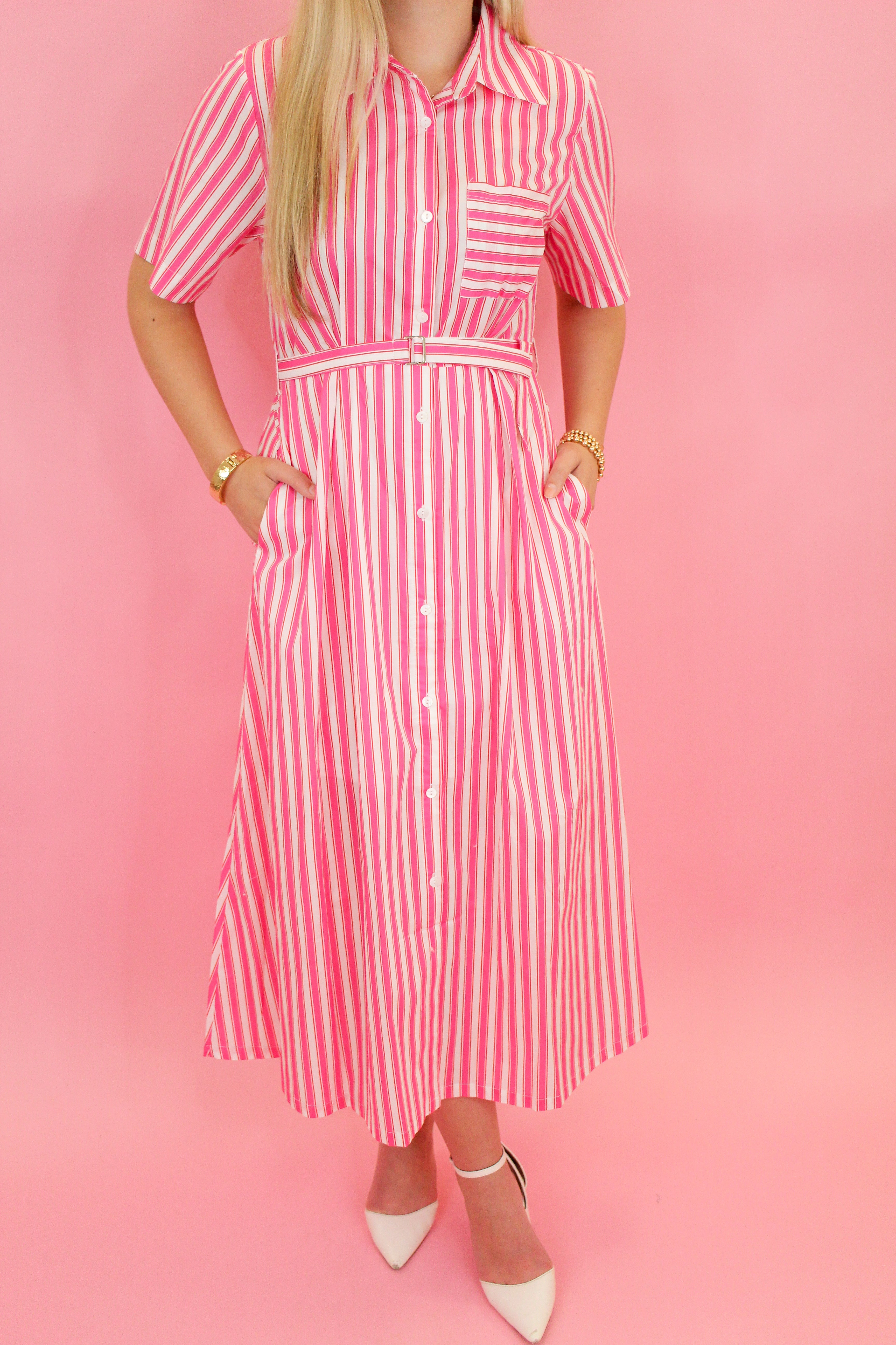 So Cute Belted Midi Dress