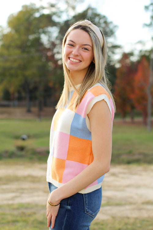 It's Your Turn Sweater Vest-Pastel Multi