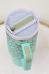 40oz. Leopard Stainless Steel Tumbler-Teal