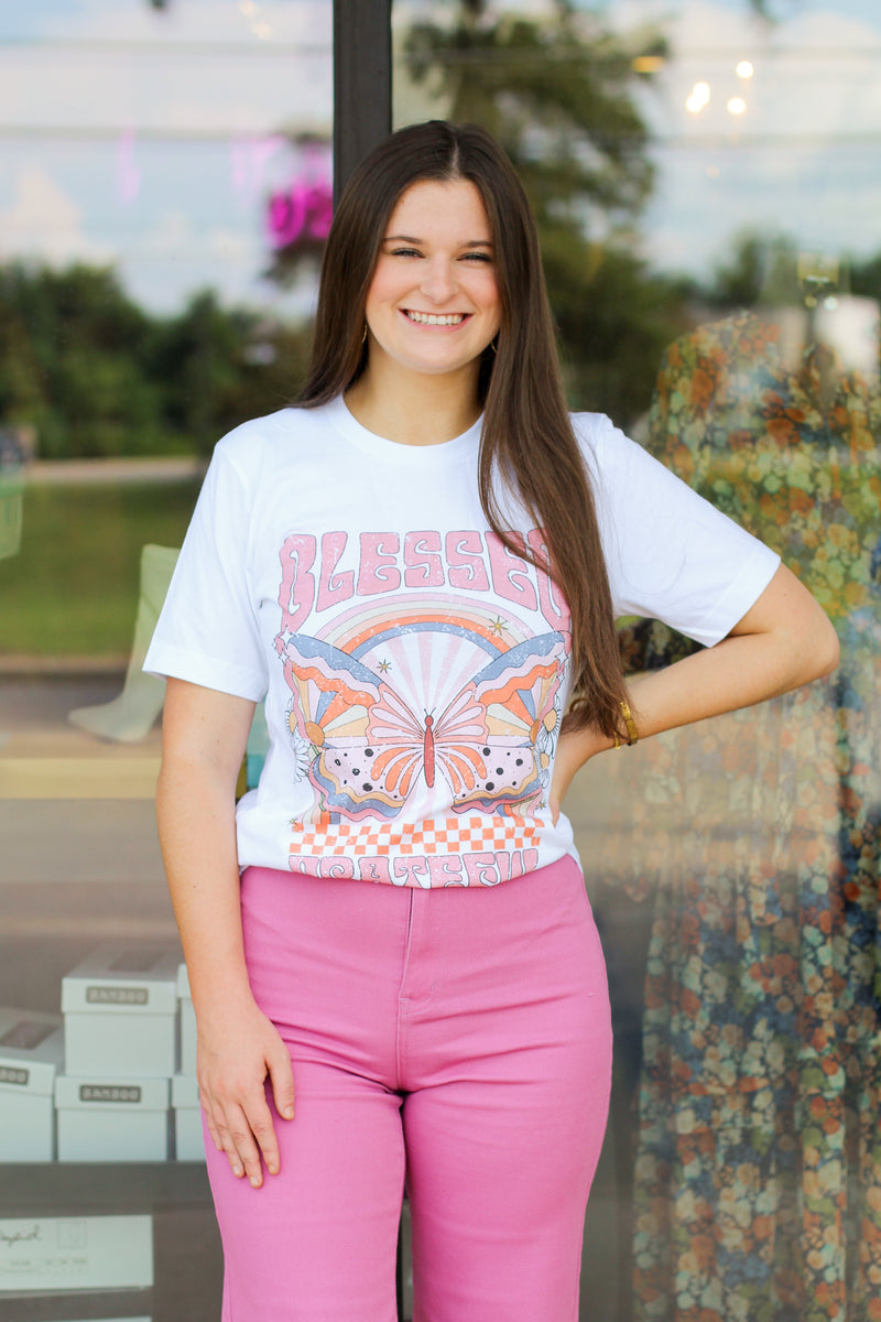 Blessed Butterfly Tee-White