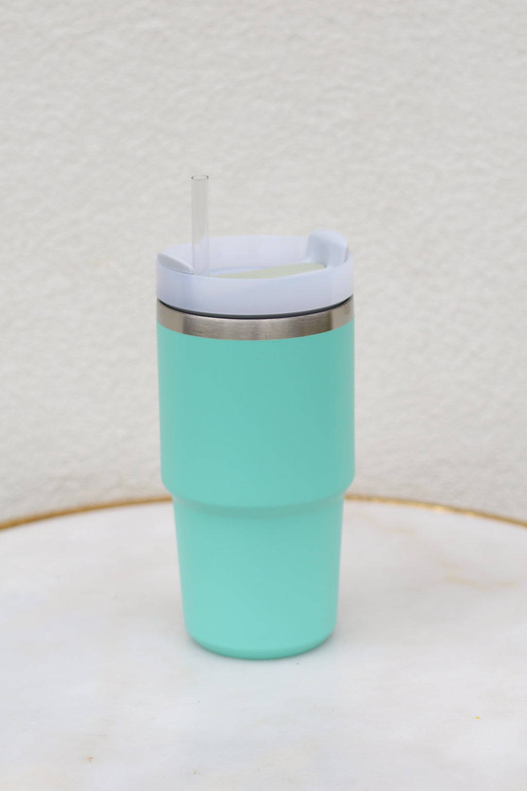 Mint Green Stainless Steel Tumbler with Straw