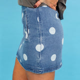 The Cutest Polka Dot Denim Skirt