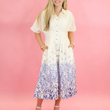 Floral Border Midi Dress