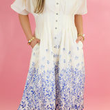Floral Border Midi Dress