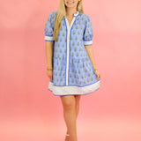 Contrast Print Button Dress