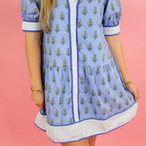 Contrast Print Button Dress