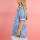 Contrast Print Button Dress