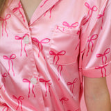 Tween Bow Satin Pajama Set