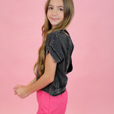 Mini Acid Wash Open Back Top