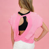 Mini Stripe Open Back Top