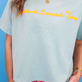 Script Jesus Loves You Crop Tee