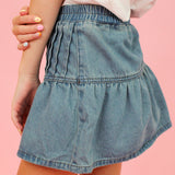 Tween Pleated Button Skirt