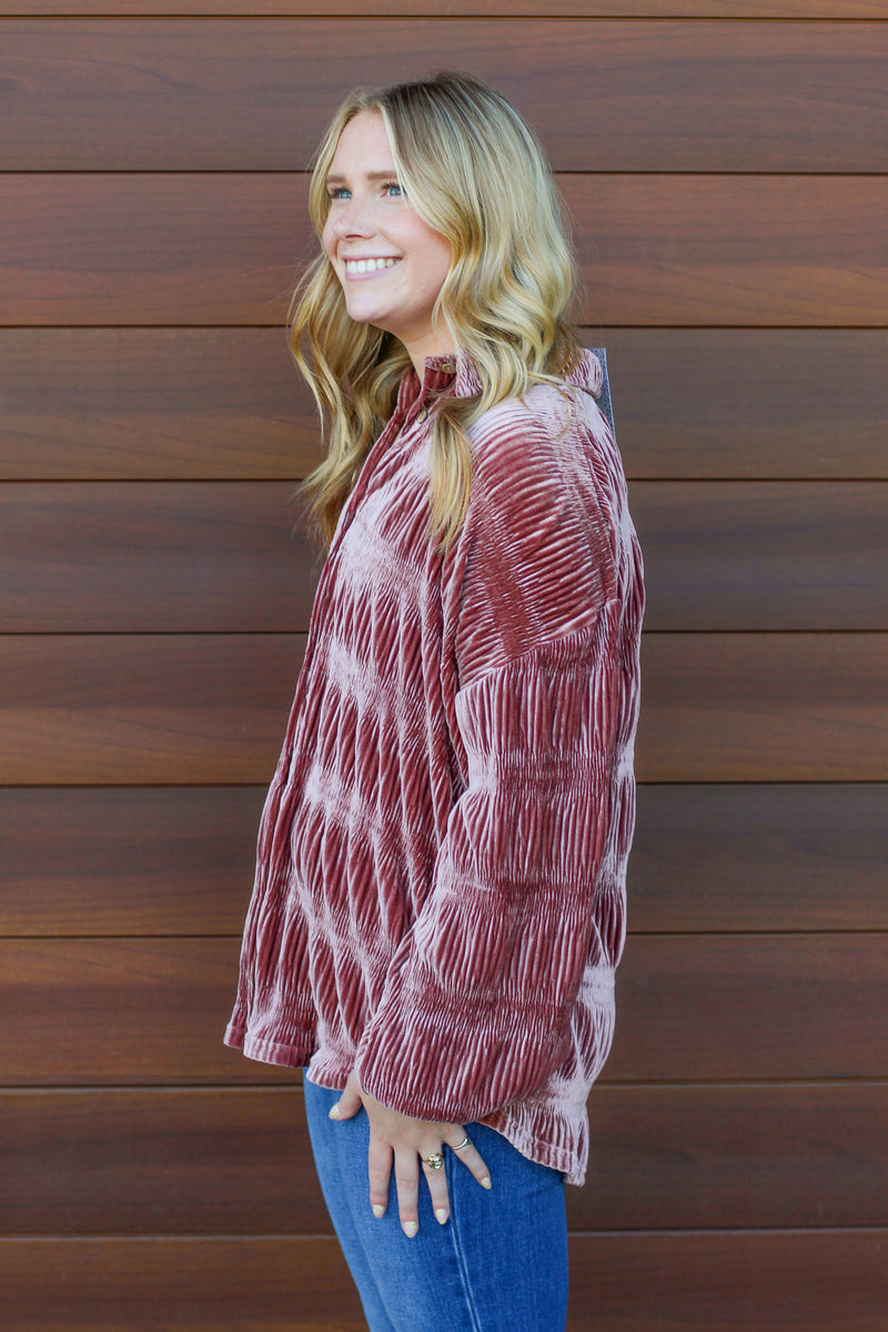 Velvet Button Down Top