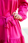 Feeling Satin Dress-Fuchsia
