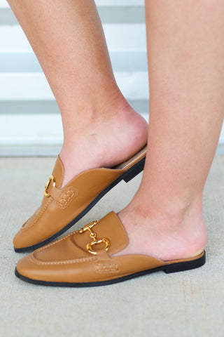 gold hardware mules