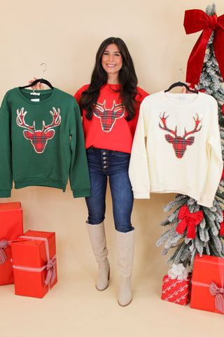 Plaid Deer Sweatshirt