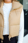 Penny Puffer Vest-Tan