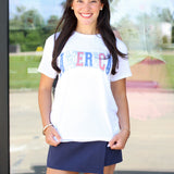 America Patchwork Print Tee