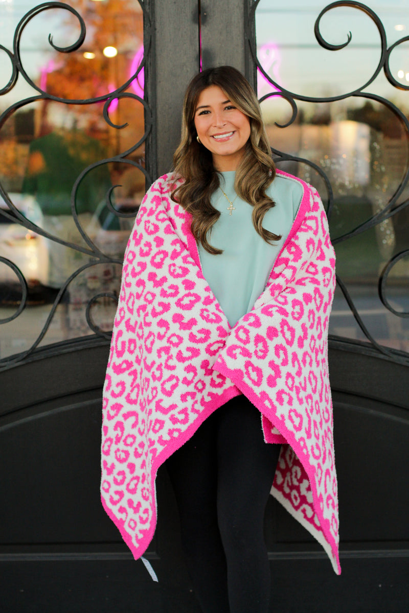 Cuddle Time Blanket-Hot Pink Leopard