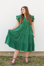 Prim & Proper Midi Dress-Green