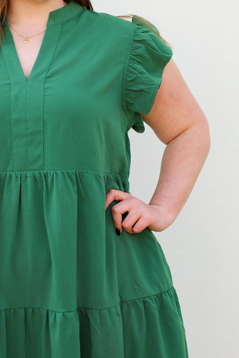 Prim & Proper Midi Dress-Green