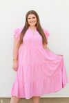 Prim & Proper Midi Dress-Bubblegum