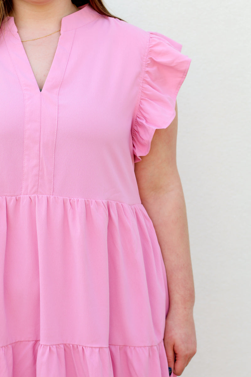 Prim & Proper Midi Dress-Bubblegum