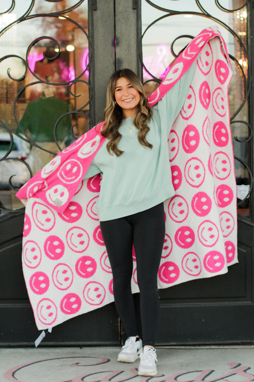 Cuddle Time Blanket-Hot Pink Happy