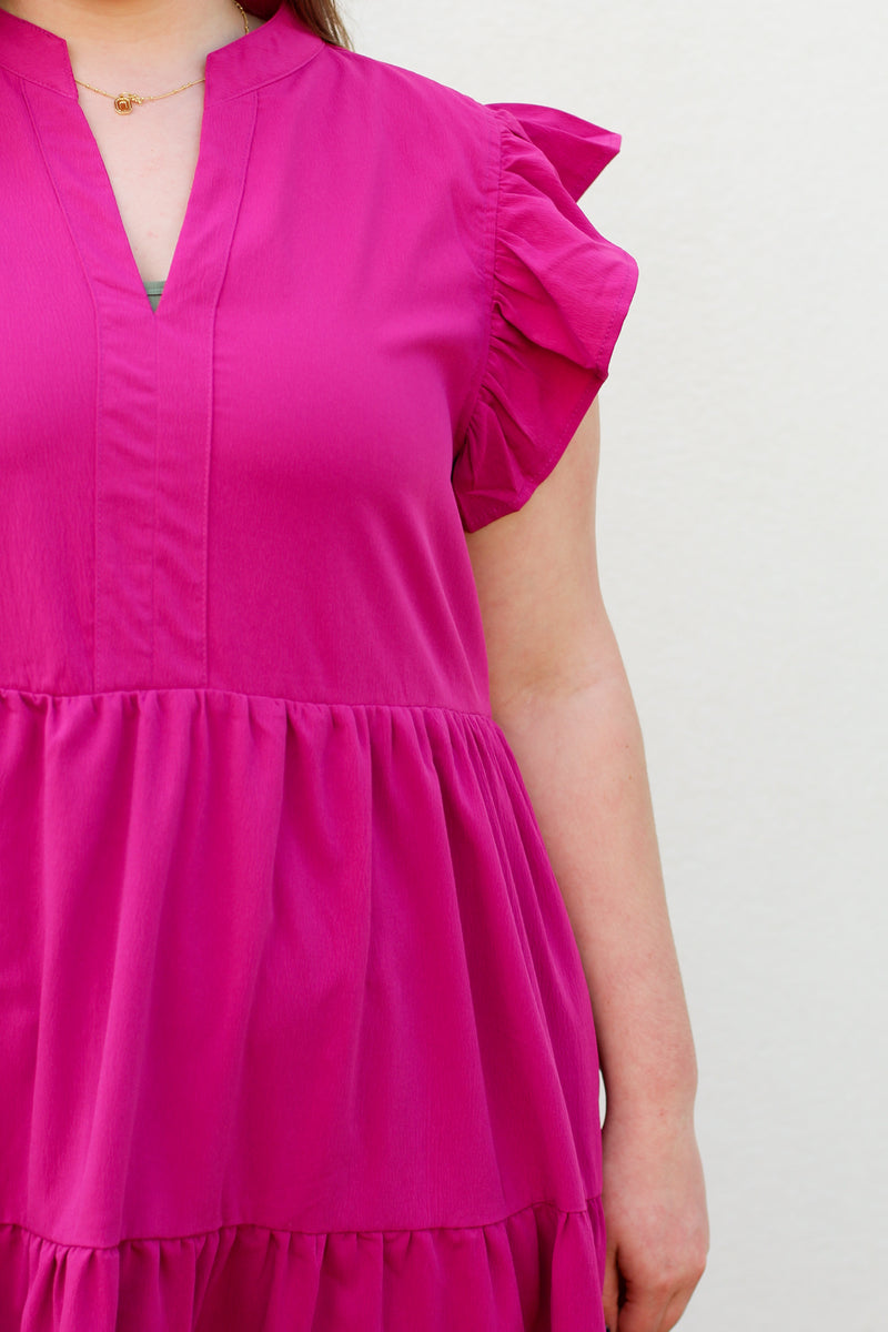 Prim & Proper Midi Dress-Magenta