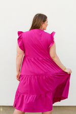 Prim & Proper Midi Dress-Magenta