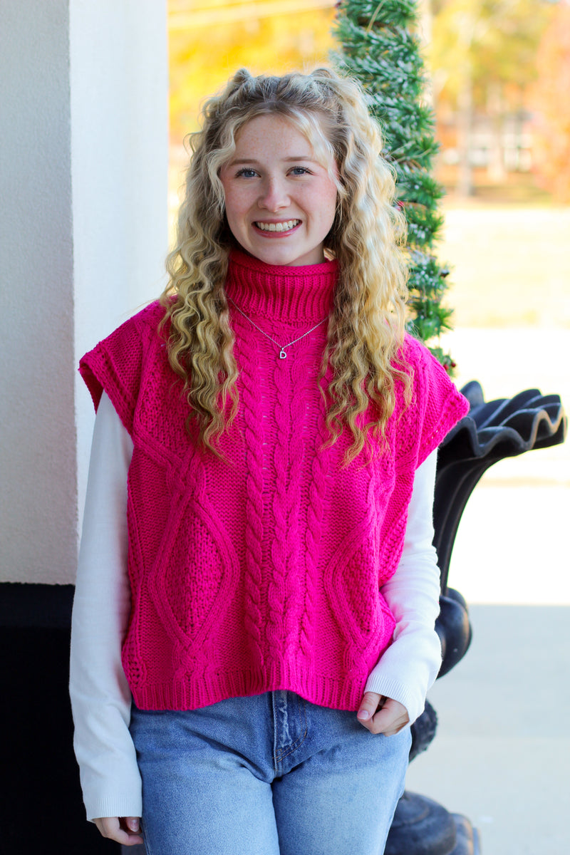 All Girl Sweater-Hot Pink