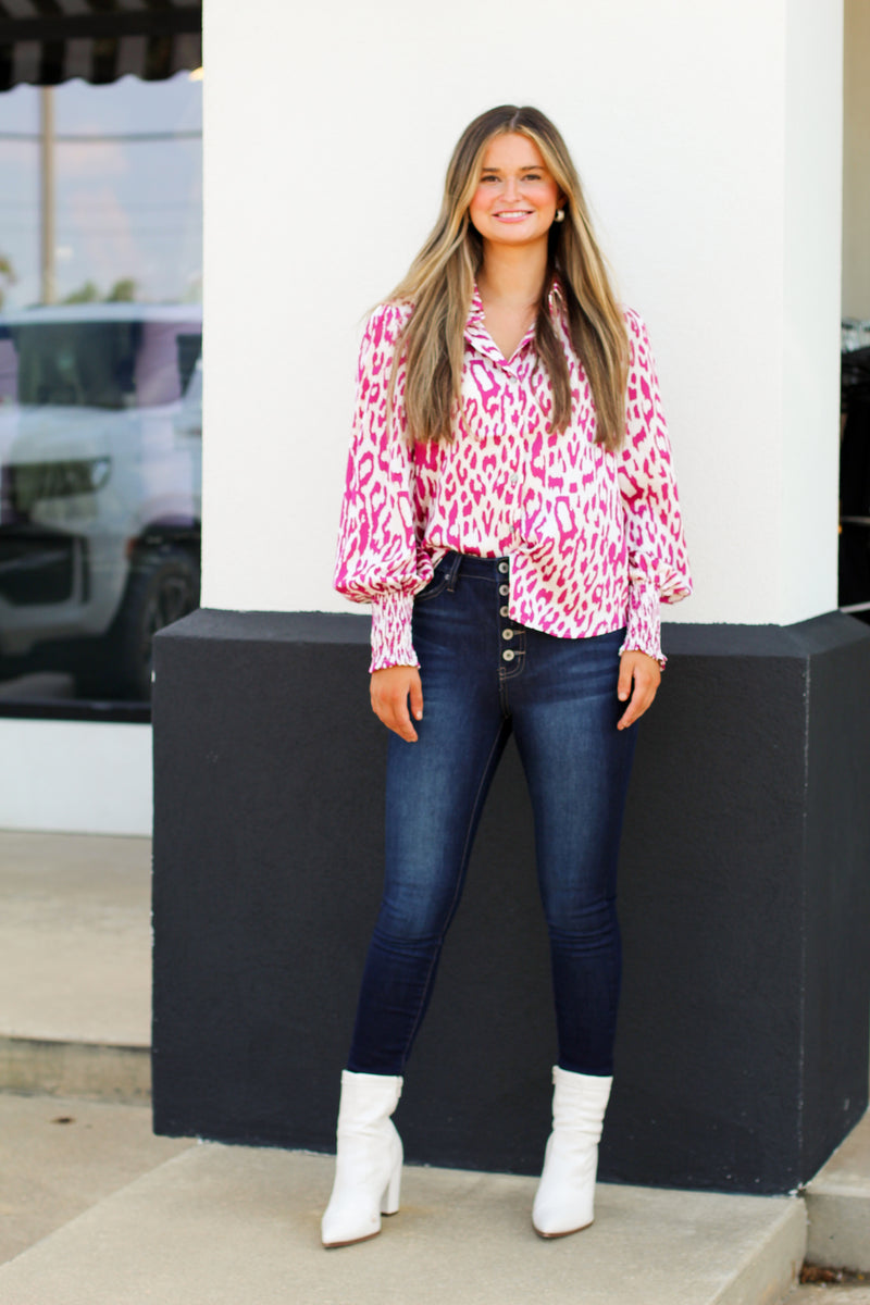 Life Long Leopard Top-Magenta
