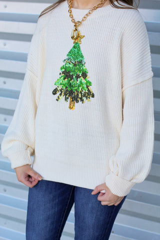 Sequin Christmas Tree Sweater