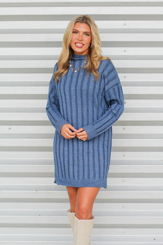 Cozy Stripes Sweater Dress