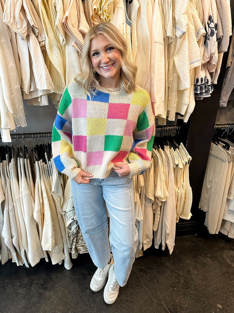 Rainbow Checkered Sweater