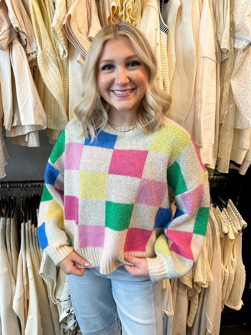 Rainbow Checkered Sweater