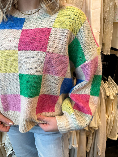 Rainbow Checkered Sweater