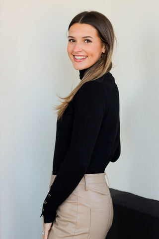 Gold Button Detail Turtleneck