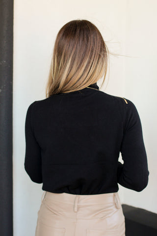 Gold Button Detail Turtleneck
