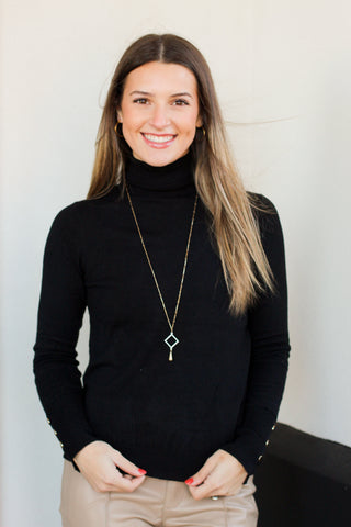 Gold Button Detail Turtleneck