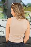 Crop Muscle Tank-Tan