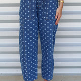 Monochromatic Polka Dot Drawstring Jeans