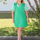 Embroidered Floral Sleeve Dress