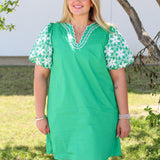 Embroidered Floral Sleeve Dress