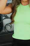 Crop Muscle Tank-Lime