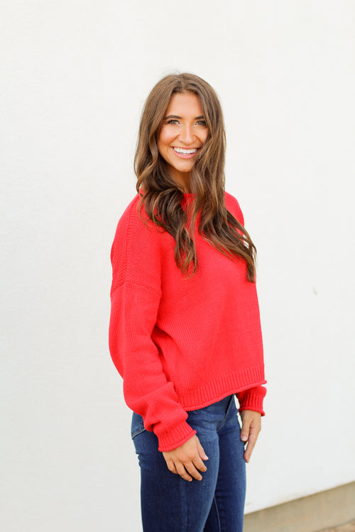 Classic Cutie Sweater-Red