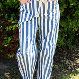 Trendy Stripe Drawstring Jeans
