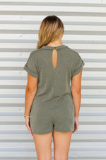 V-neck Ribbed Romper