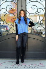 Fancy Fall Girl Sweater- Electric Blue