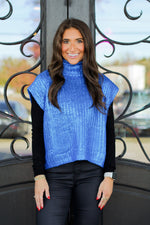 Fancy Fall Girl Sweater- Electric Blue